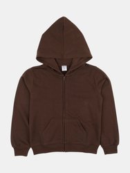 Cotton Neutral Solid Color Zipper Hoodies - Brown