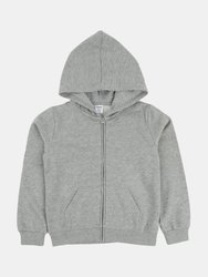 Cotton Neutral Solid Color Zipper Hoodies - Light-grey