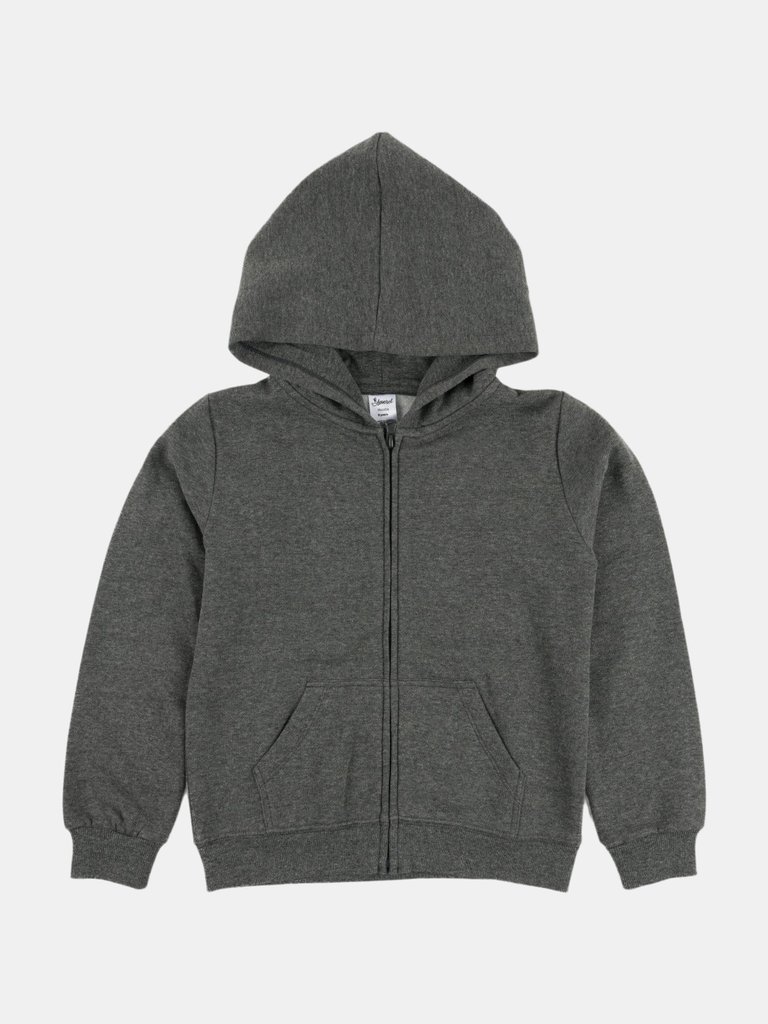 Cotton Neutral Solid Color Zipper Hoodies - Dark-grey