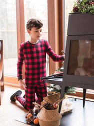 Cotton Plaid Pajamas - Red-Black