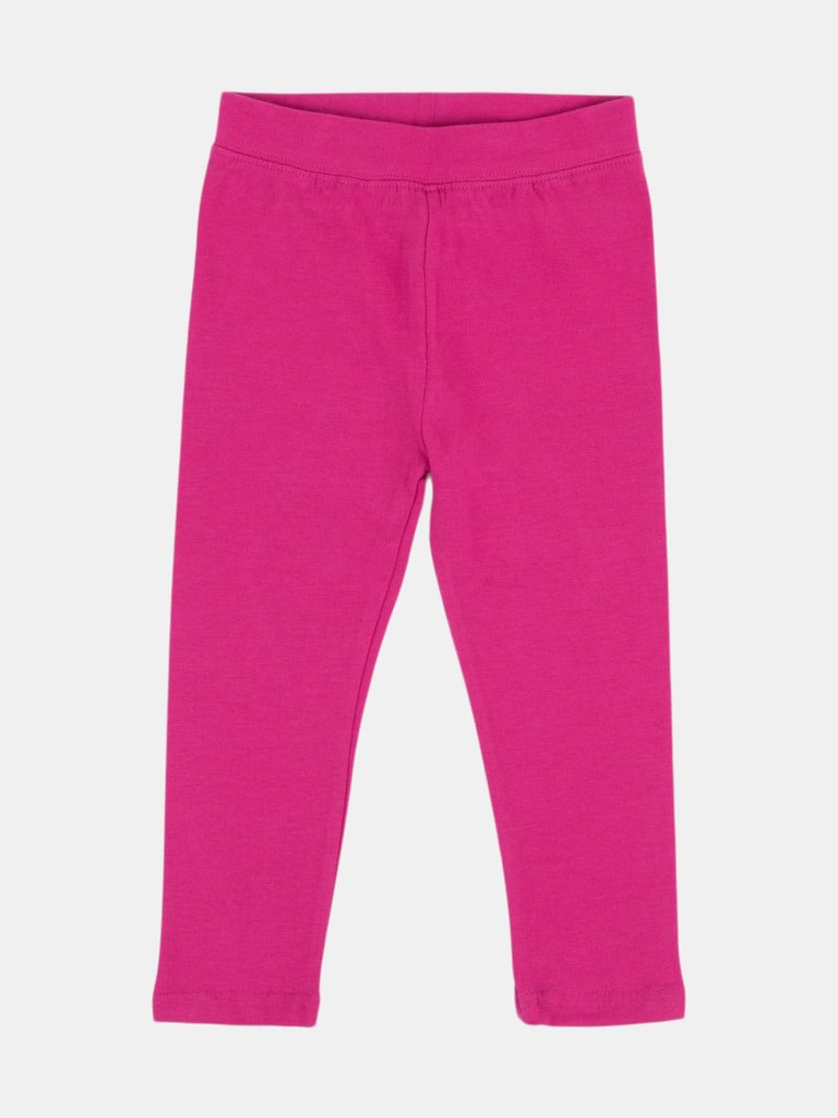 Cotton Solid Classic Color Spandex Leggings - Hot-Pink
