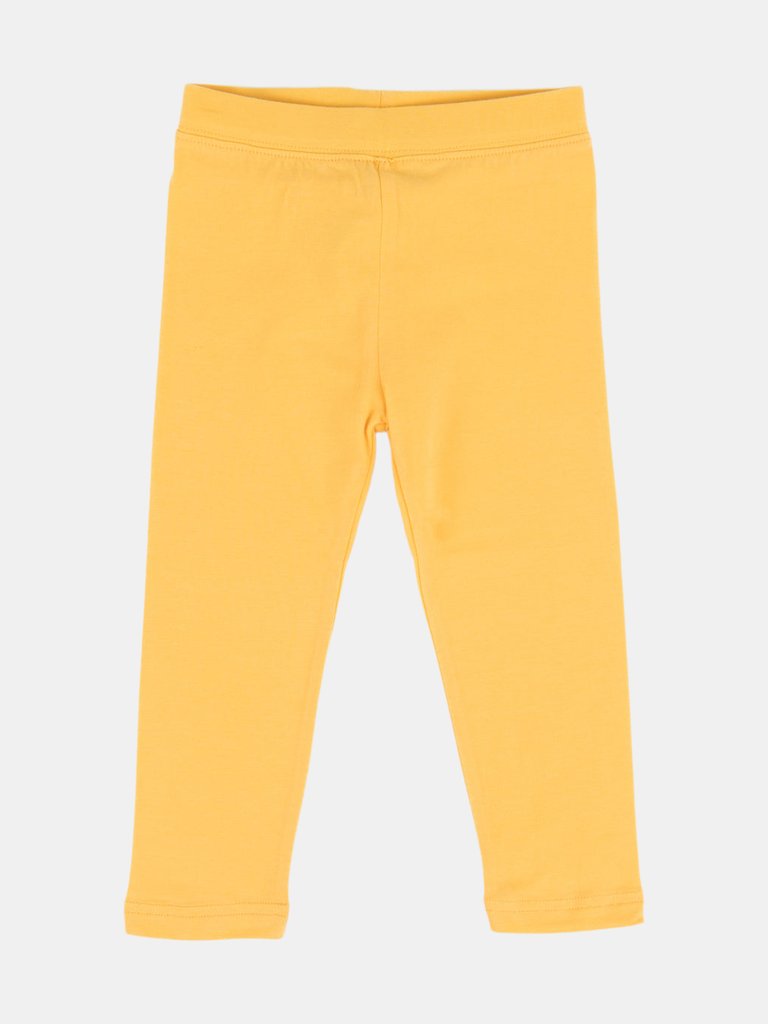 Cotton Solid Classic Color Spandex Leggings - Yellow