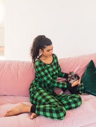 Dog Black & Green Plaid Cotton Pajamas