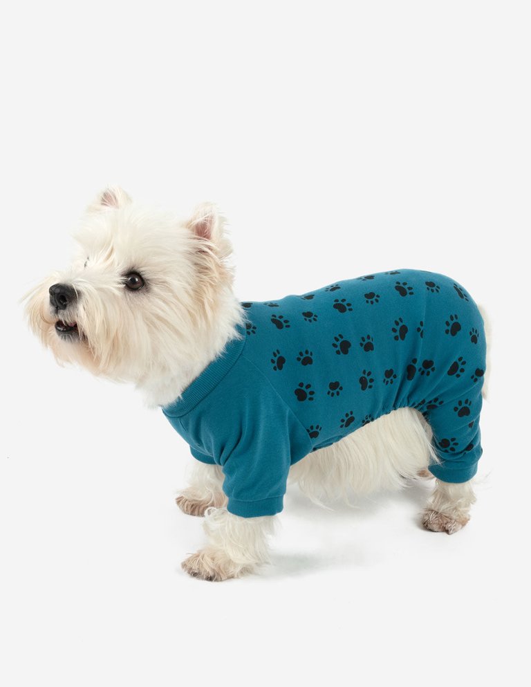Dog Blue Paw Print Pajamas - Dog-Paw-Blue