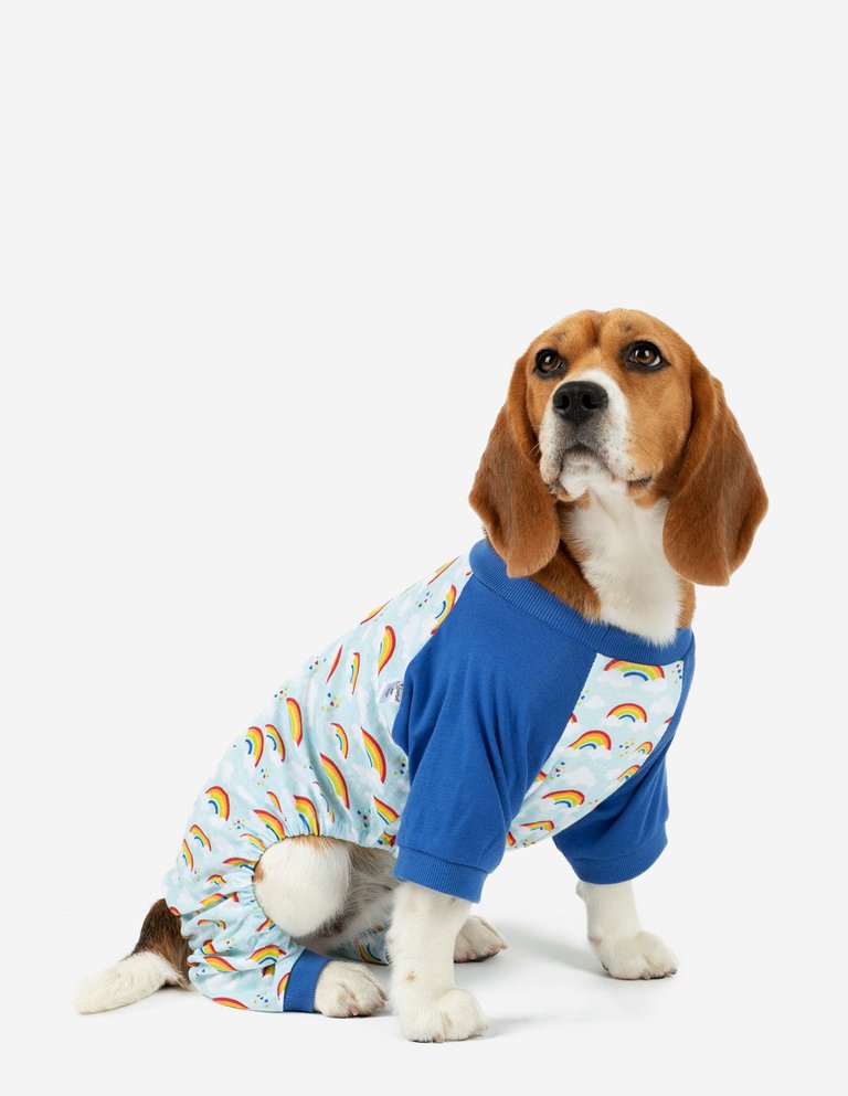 Dog Blue Rainbow Pajamas - rainbow-light-blue