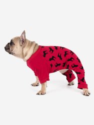 Dog Cotton Moose Pajamas - Moose-Red