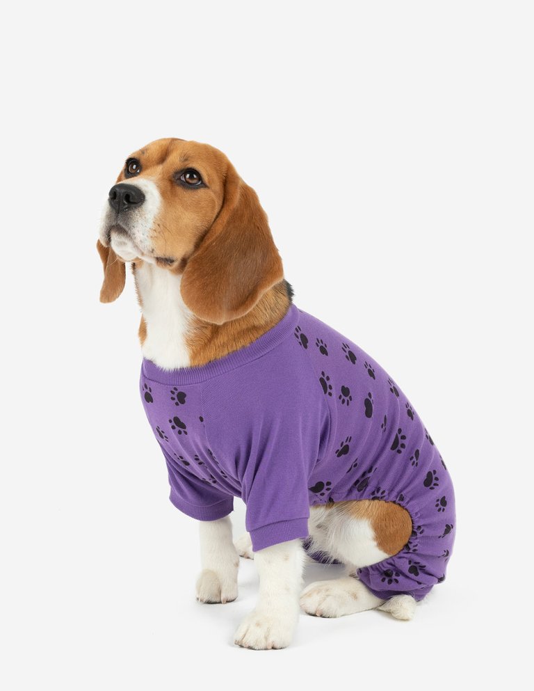 Dog Purple Paw Print Pajamas - Dog-Paw-Purple