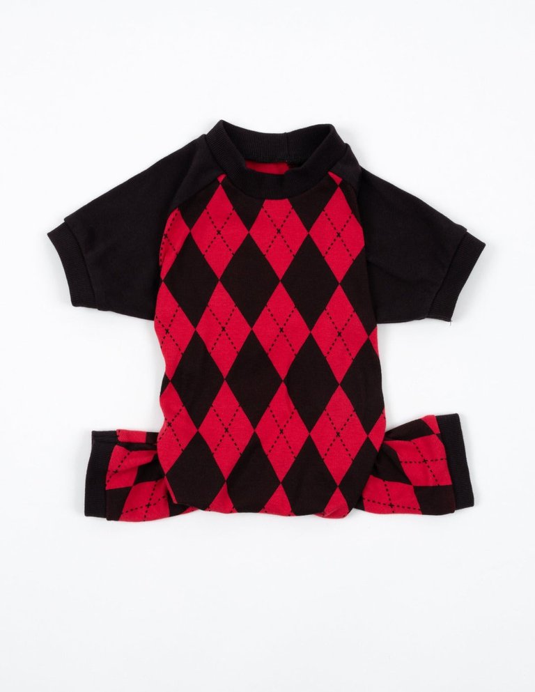 Dog Red & Black Argyle Pajamas