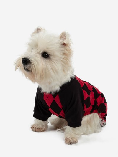 Leveret Dog Red & Black Argyle Pajamas product