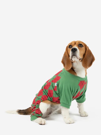 Leveret Dog Red & Green Argyle Pajamas product