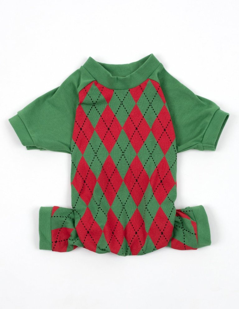 Dog Red & Green Argyle Pajamas