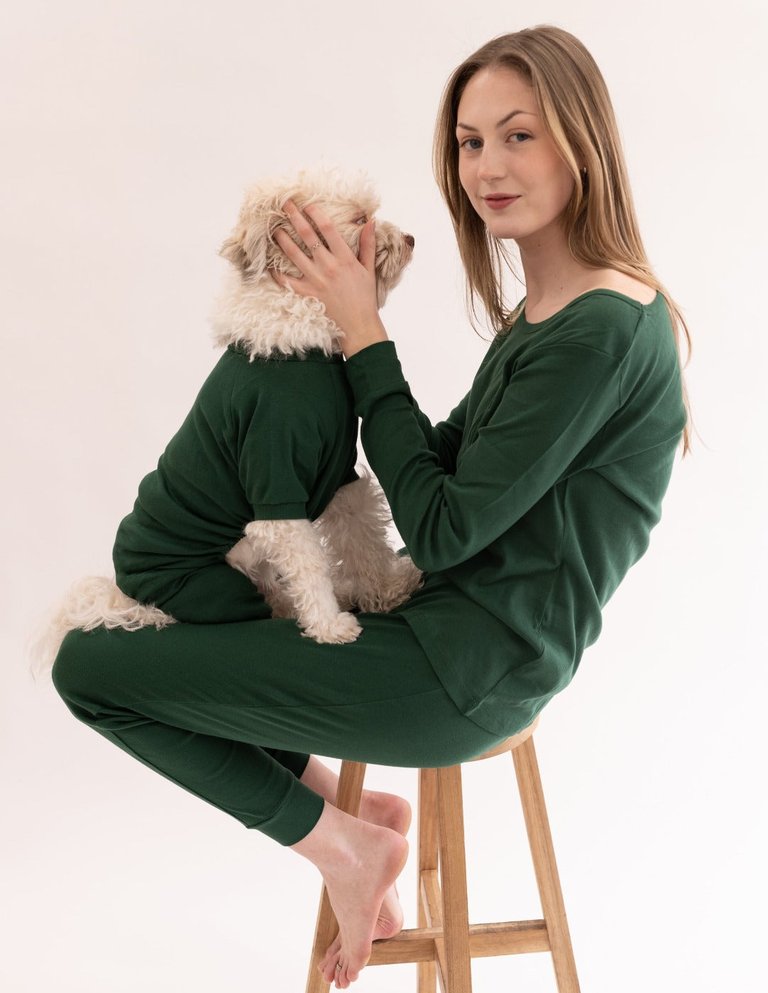 Dogs Solid Color Dark Green Pajamas