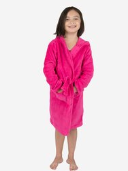 Fleece Classic Color Hooded Robes - Hot-Pink