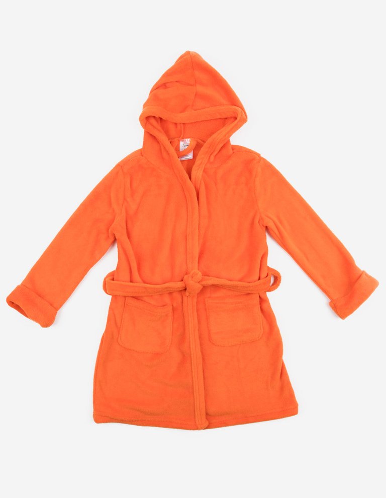 Fleece Classic Color Hooded Robes - Orange