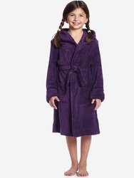 Fleece Classic Color Hooded Robes - Purple