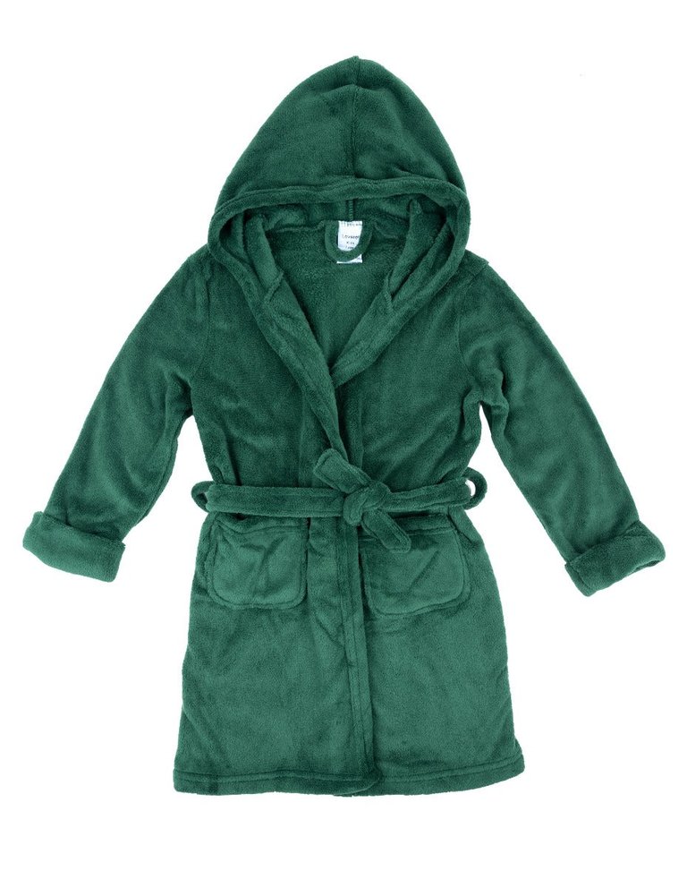 Fleece Classic Color Hooded Robes - Green