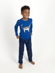 Fleece Plaid Pajamas - Husky-Blue-Black