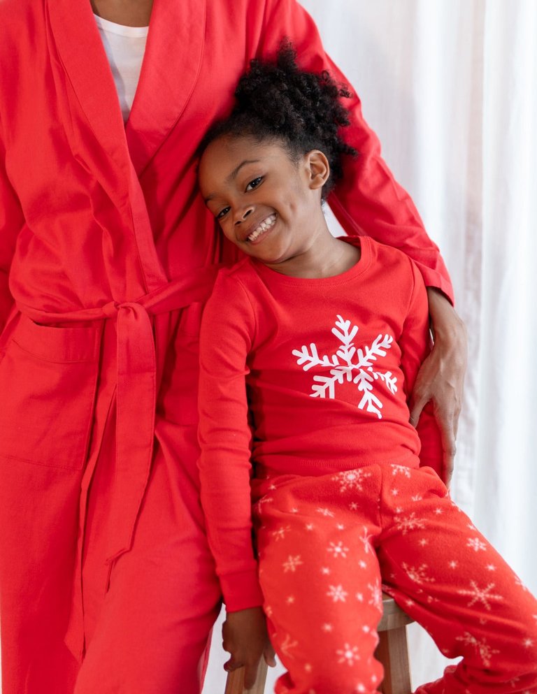 Fleece Plaid Pajamas - Snowflake-Red