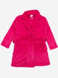 Fleece Shawl Collar Robe - Hot-Pink