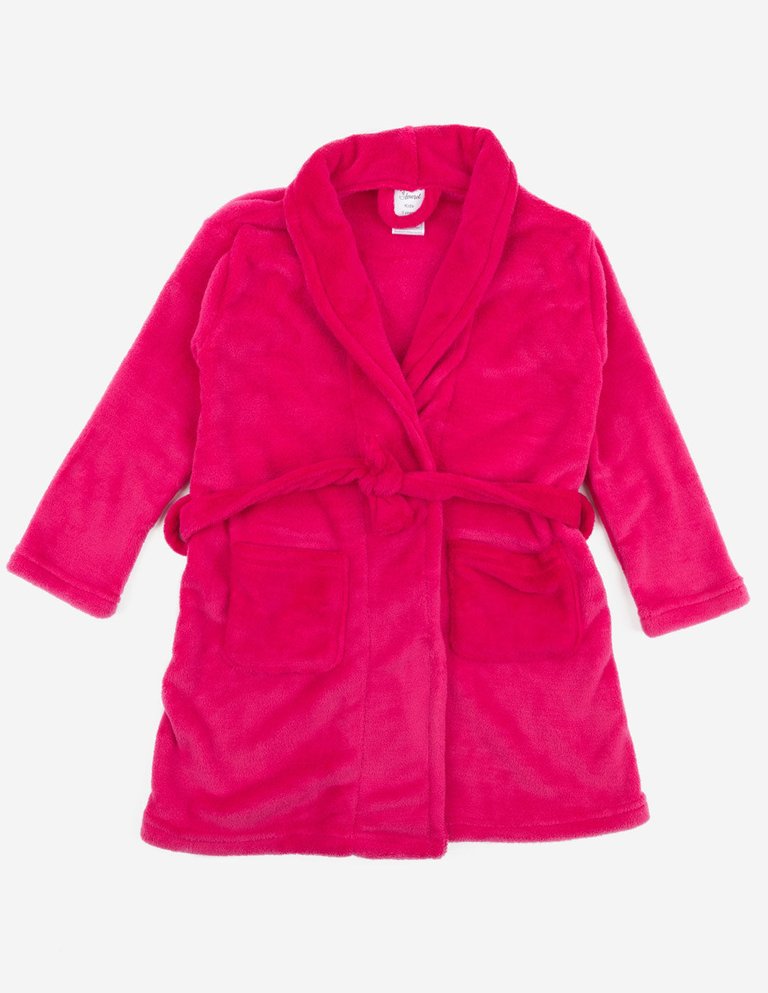 Fleece Shawl Collar Robe - Hot-Pink