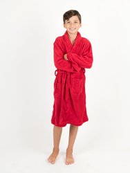 Fleece Shawl Collar Robe - Red