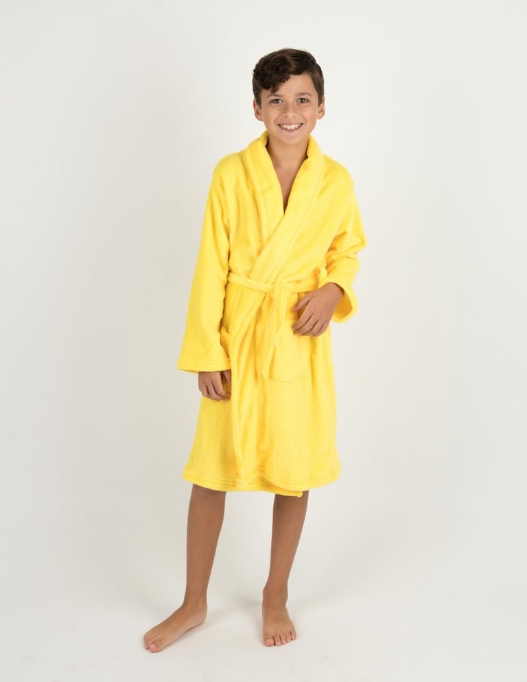 Fleece Shawl Collar Robe - Yellow