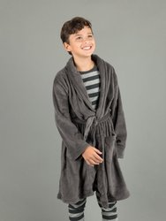 Fleece Shawl Collar Robe - Dark-grey