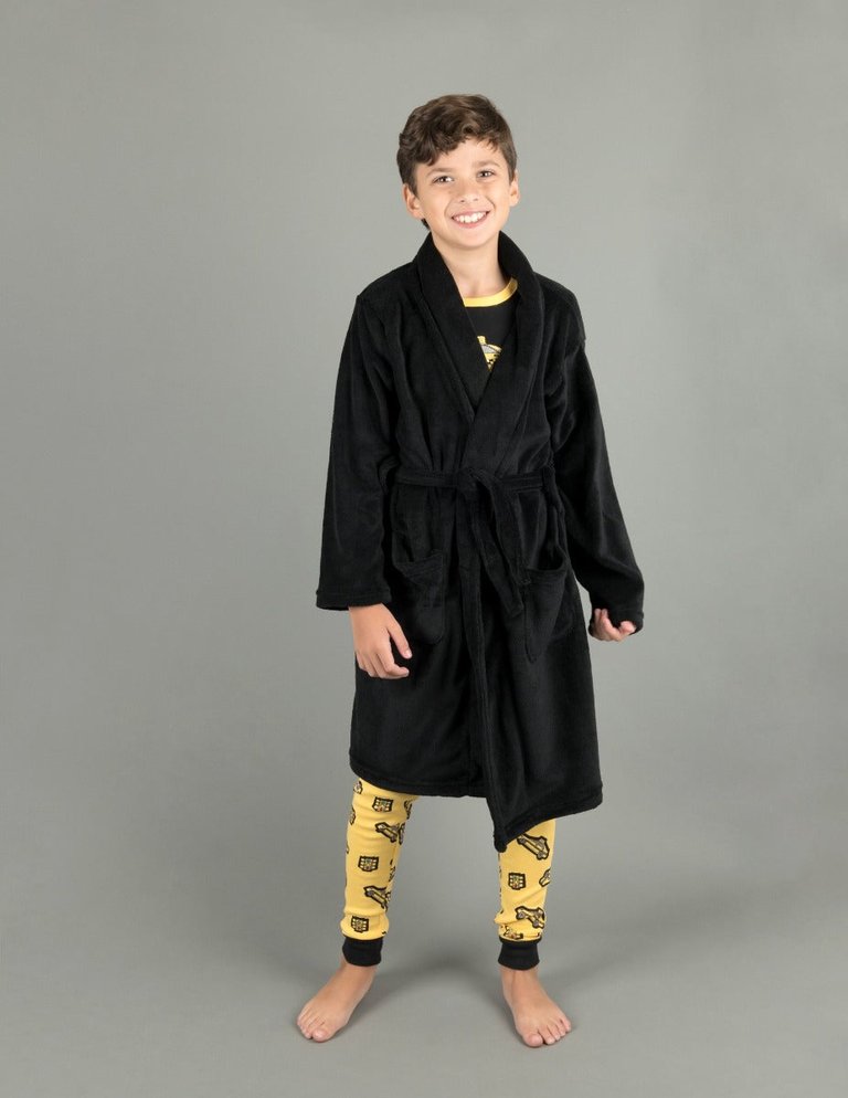 Fleece Shawl Collar Robe - Black