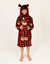 Girl and Doll Fleece Hooded Animal Robes - Moose-Red-Black