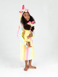 Girl and Doll Fleece Hooded Robes - Rainbow-Tie-Dye