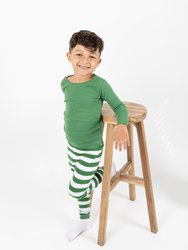 Green & White Striped Cotton Pajamas