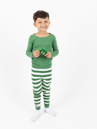 Leveret Green & White Striped Cotton Pajamas product