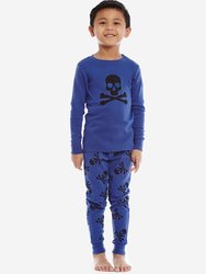 Halloween Cotton Pajamas - Royal Blue Skull
