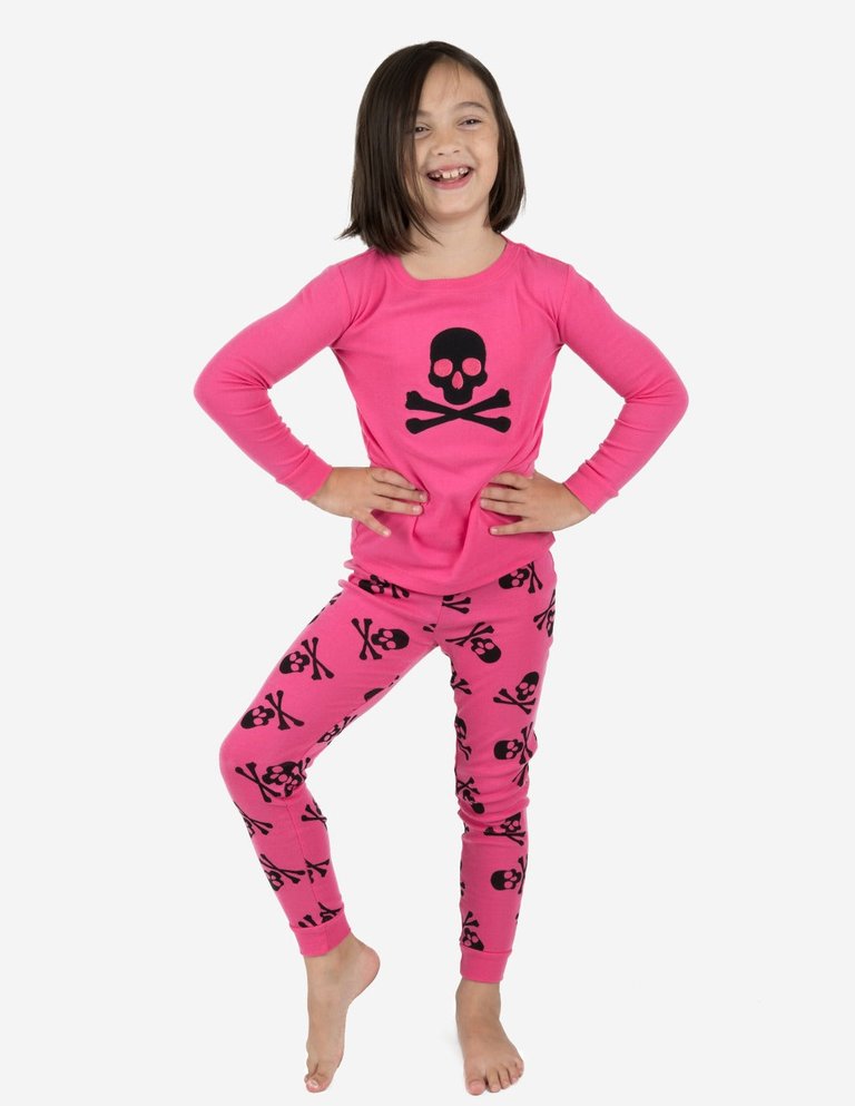 Halloween Cotton Pajamas - Hot Pink Skull