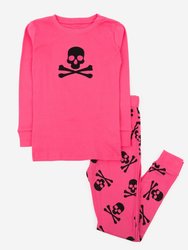 Halloween Cotton Pajamas - Hot Pink Skull
