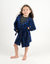 Kids Black & Navy Plaid Fleece Hooded Robe - Black-Navy
