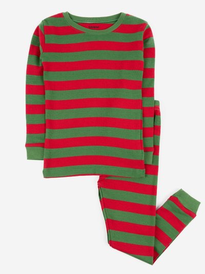 Leveret Kids Cotton Red & Green Stripes Pajamas product