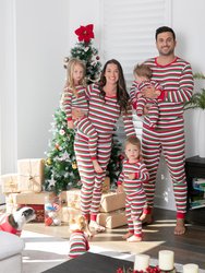 Kids Cotton Red, White & Green Stripe Pajamas