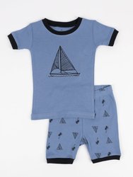 Kids Cotton Short Pajamas - Sailboat-Blue