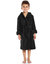 Kids Fleece Hooded Neutral Color Bathrobe - Black