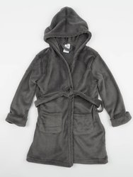 Kids Fleece Hooded Neutral Color Bathrobe