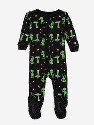 Kids Footed Alien Pajamas - Aliens-Black