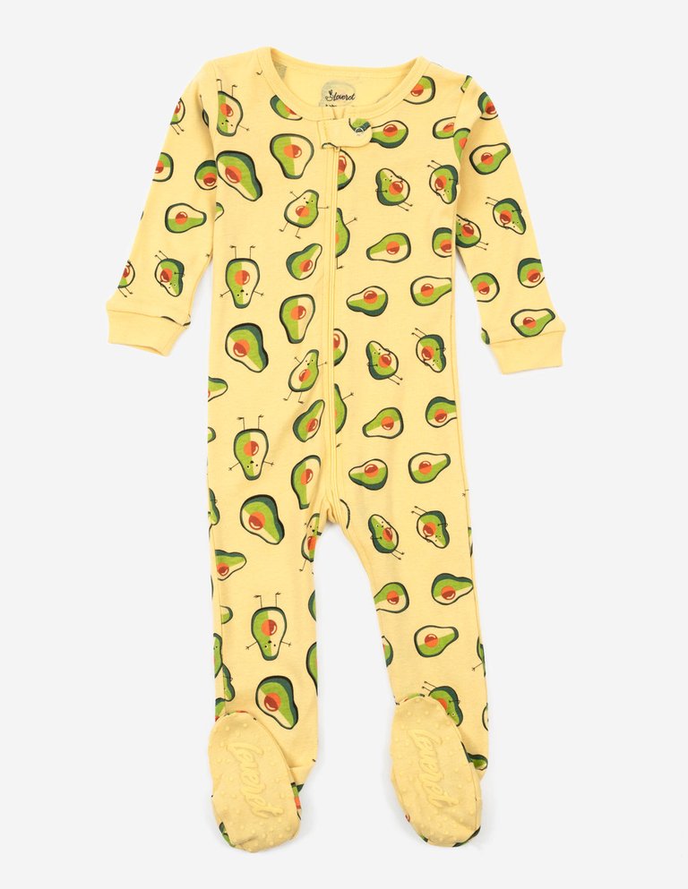 Kids Footed Avocado Pajamas - Avocado-Yellow