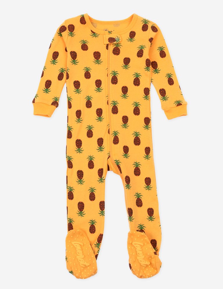 Kids Footed Avocado Pajamas - Pineapple-orange