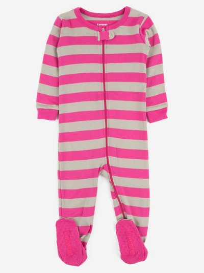 Leveret Kids Footed Berry & Chime Stripes Pajamas product