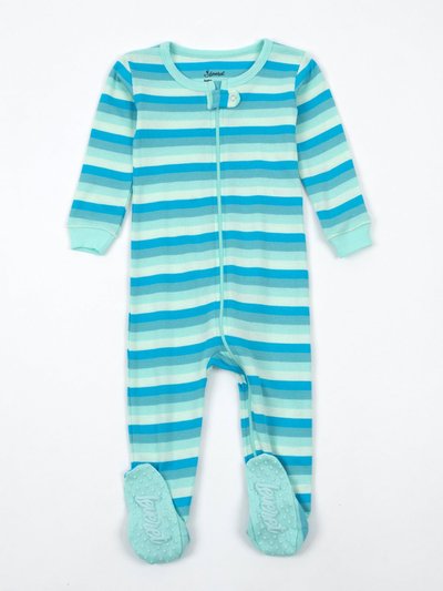 Leveret Kids Footed Cotton Orca Stripes Pajamas product