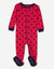 Kids Footed Dark Navy Hearts Pajamas - Hearts-red