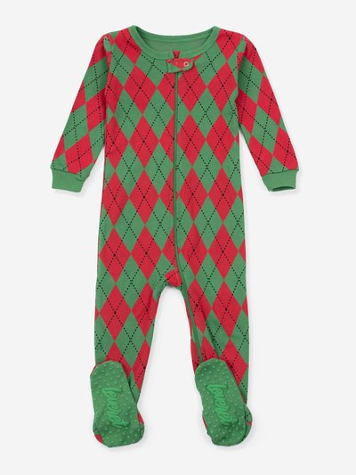 Leveret Kids Footed Red & Green Argyle Pajamas product