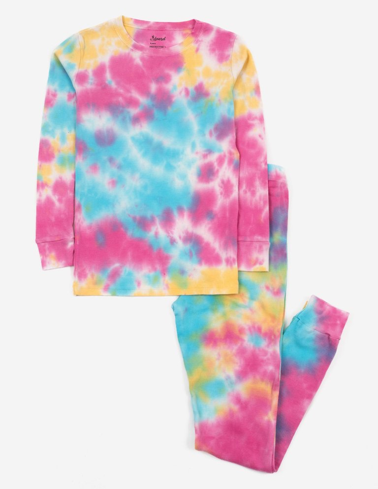 Kids Rainbow Mix Tie Dye Cotton Pajamas - Rainbow-Mix-Tie-Dye