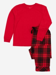 Kids Red & Black Plaid Flannel Set
